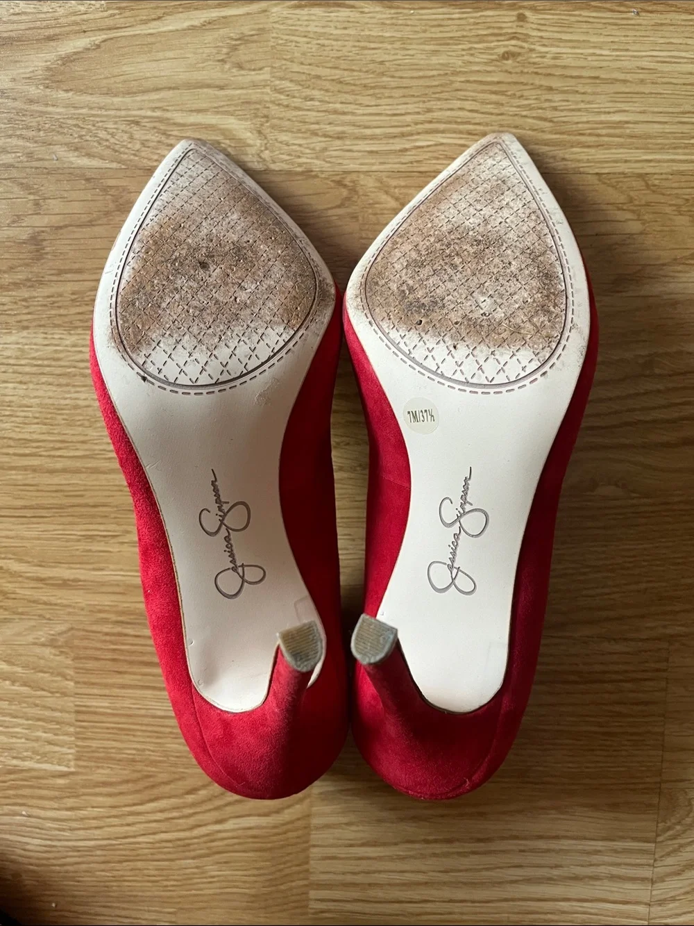 Jessica Simpson Red Suede Pointed-Toe Stiletto Pumps